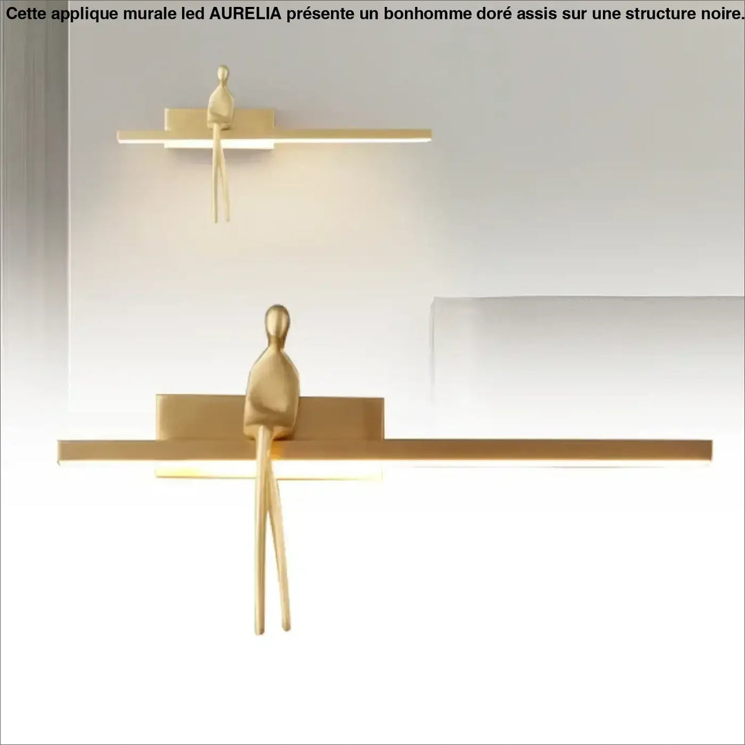 Applique Murale LED Avec Un Bonhomme Doré Assis