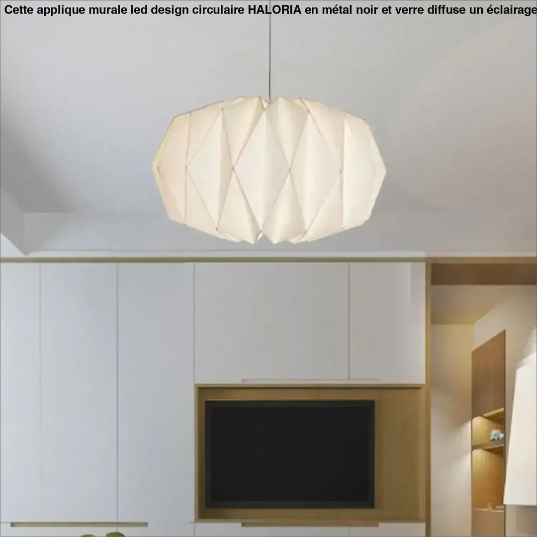 Suspension luminaire origami papier blanc style scandinave