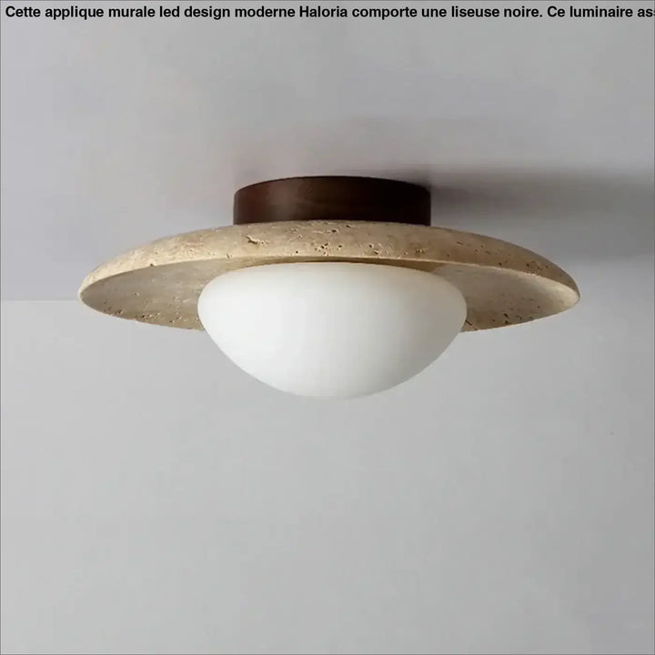 Plafonnier moderne extérieur design béton led jaune épuré