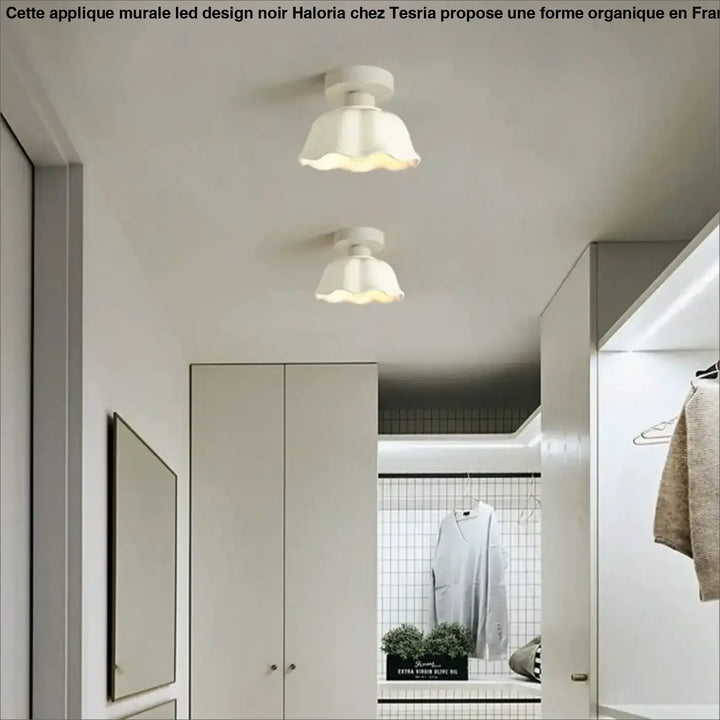 Plafonnier style vintage blanc avec base luminaire