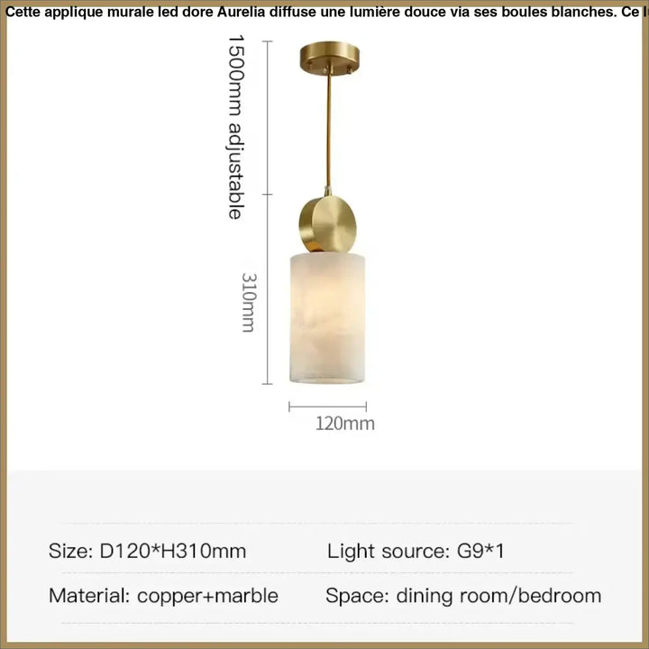 Suspension double en laiton et verre marbré design moderne