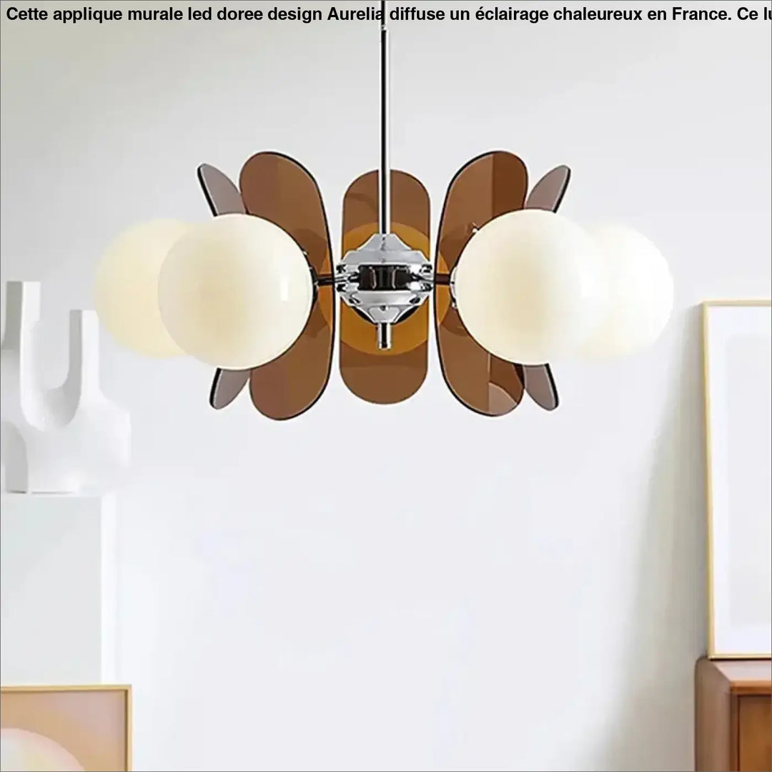 Suspension acrylique design sculptural et verre style raffiné