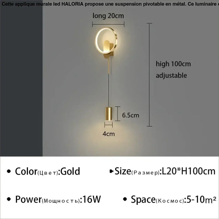 Applique Murale LED En Suspension Pivotable Noir Elégant