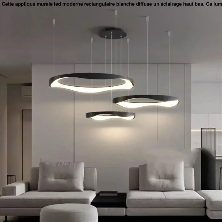 Suspension luminaire anneaux led style contemporain élégant