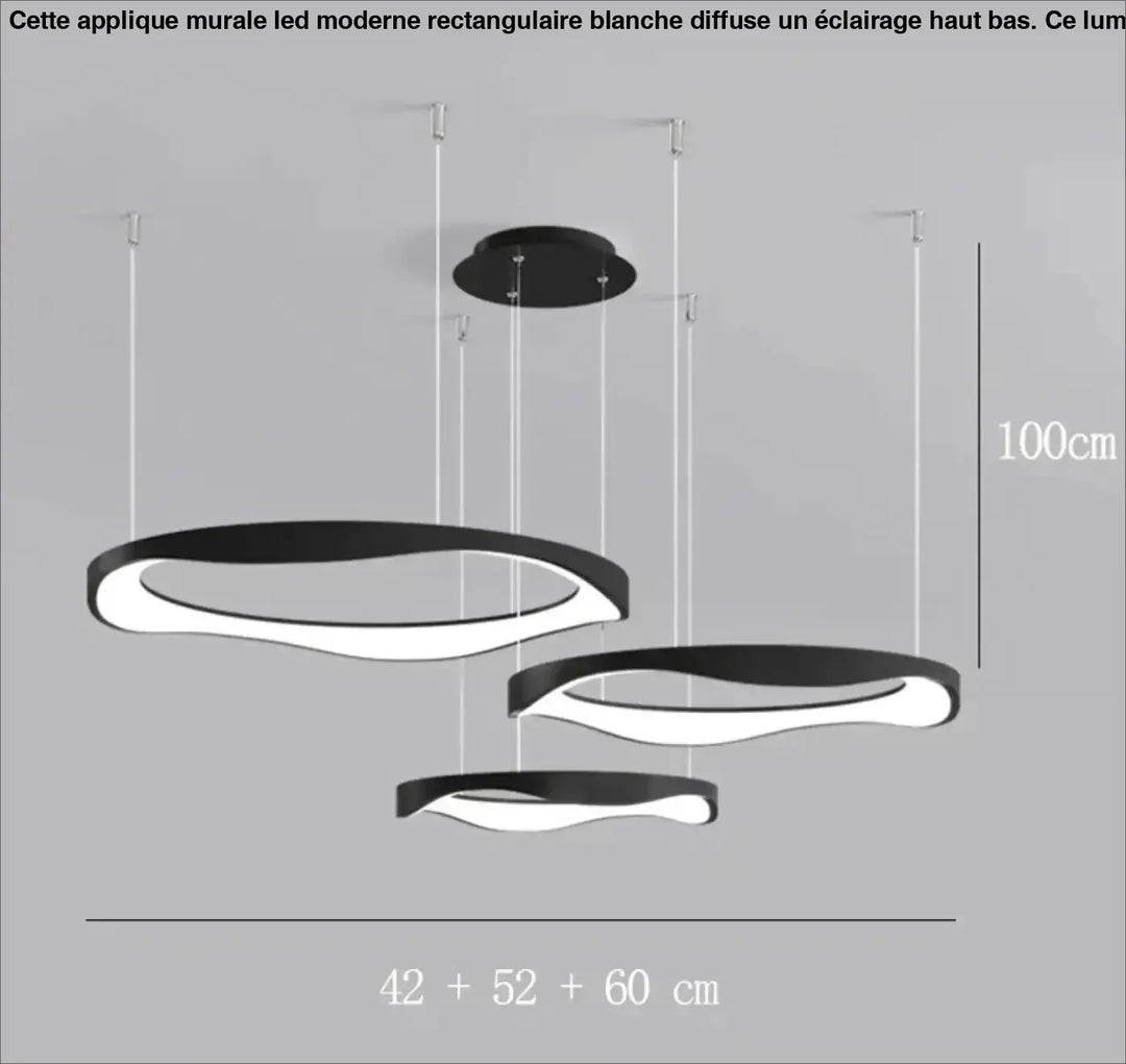 Suspension luminaire anneaux led style contemporain élégant