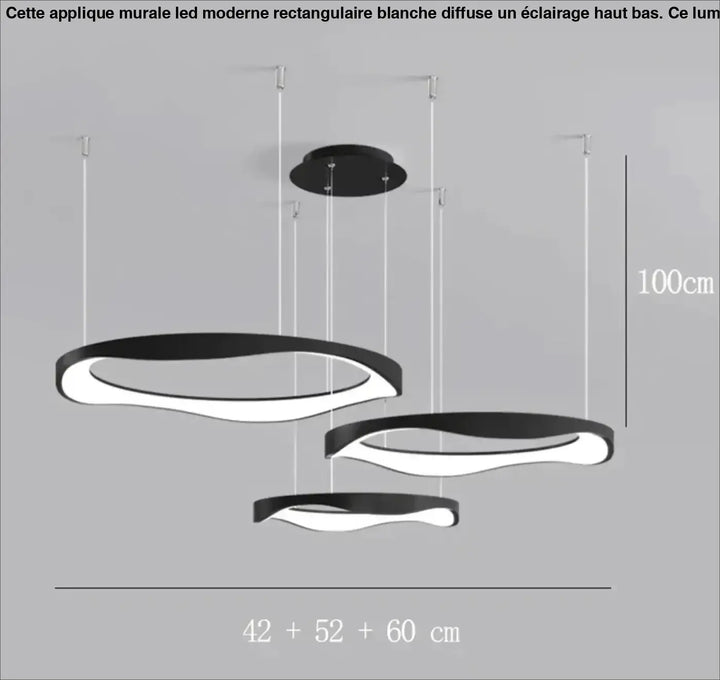 Suspension luminaire anneaux led style contemporain élégant