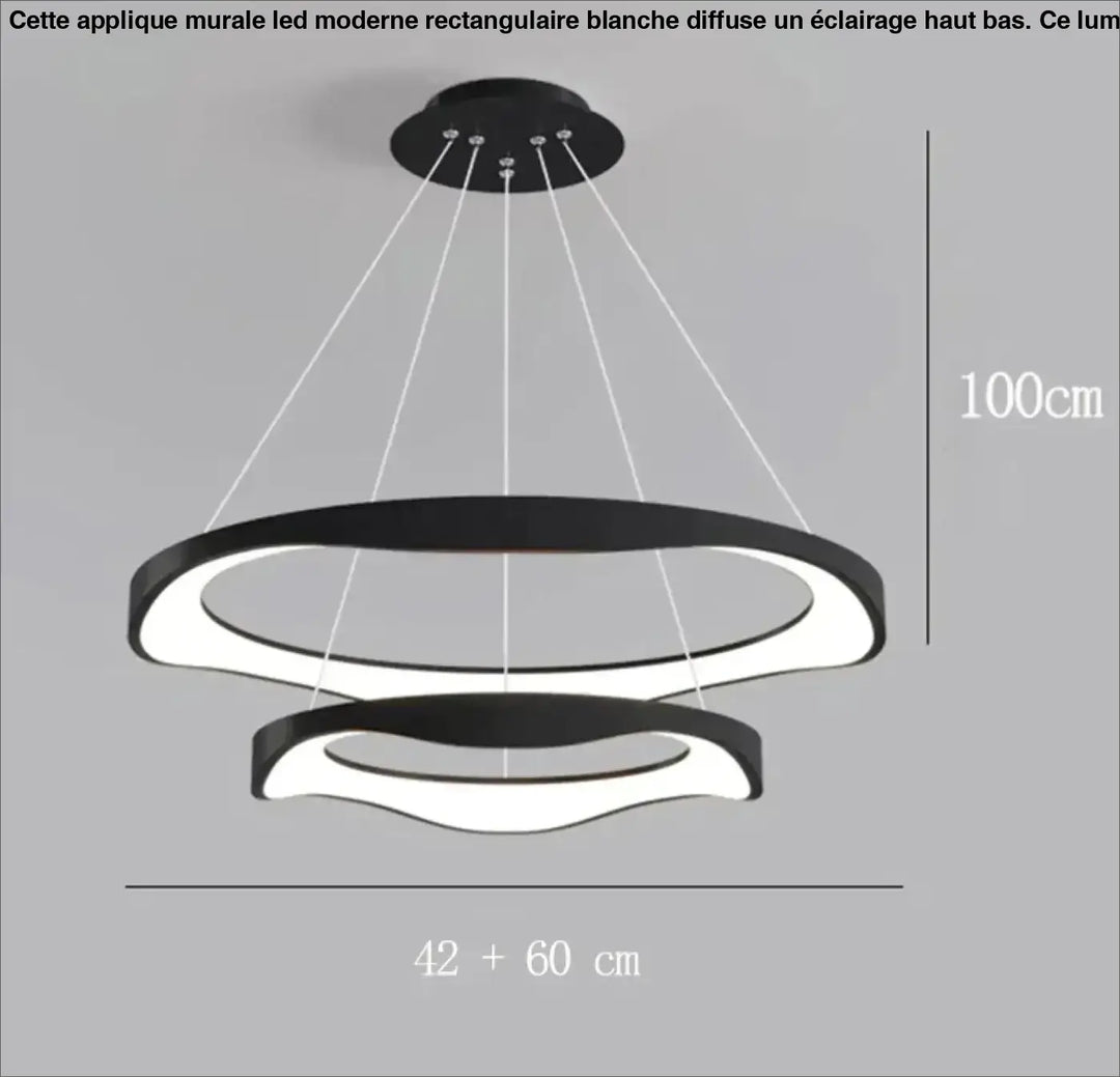 Suspension luminaire anneaux led style contemporain élégant