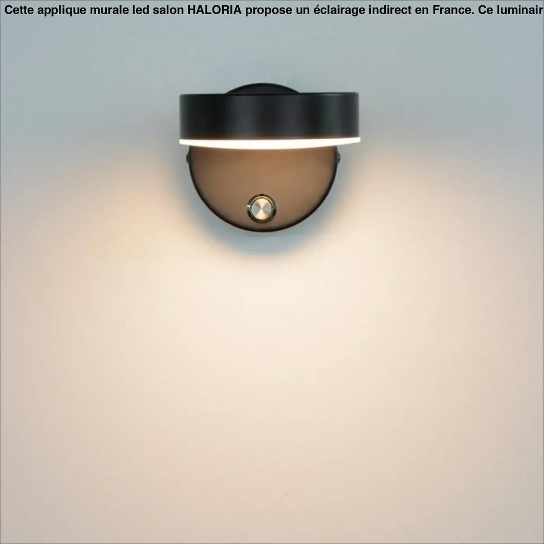 Applique murale led noire moderne avec design circulaire élégant et lumière ambiante chaude pour murale led salon haloria