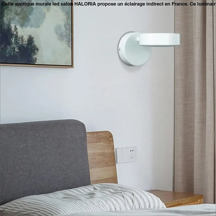 Applique murale led blanche circulaire avec design minimaliste pour murale led salon haloria