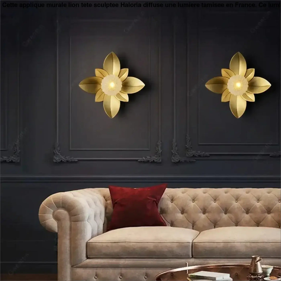 Applique murale design fleur dorée moderne chic