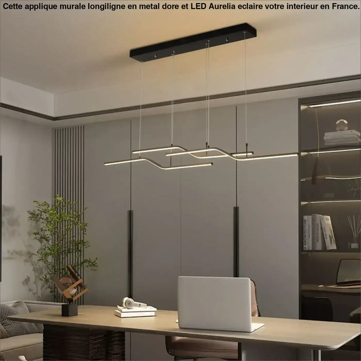 Suspension luminaire led linéaire moderne design minimaliste noir