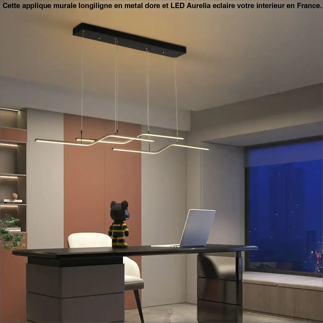 Suspension luminaire led linéaire moderne design minimaliste noir