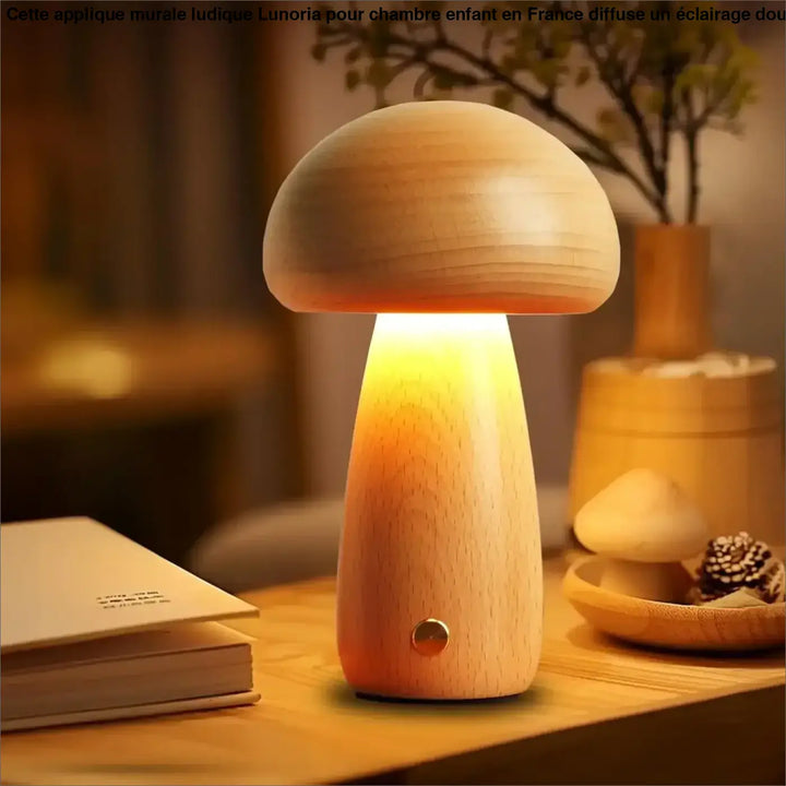 Veilleuse oakis lampe de table en forme de champignon bois clair finition lisse plus lumineux et plus faible consommation