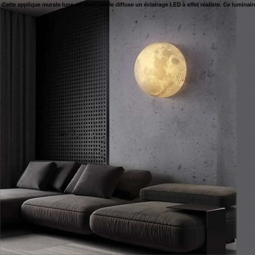 Applique murale lune en demi cercle à effet réaliste

