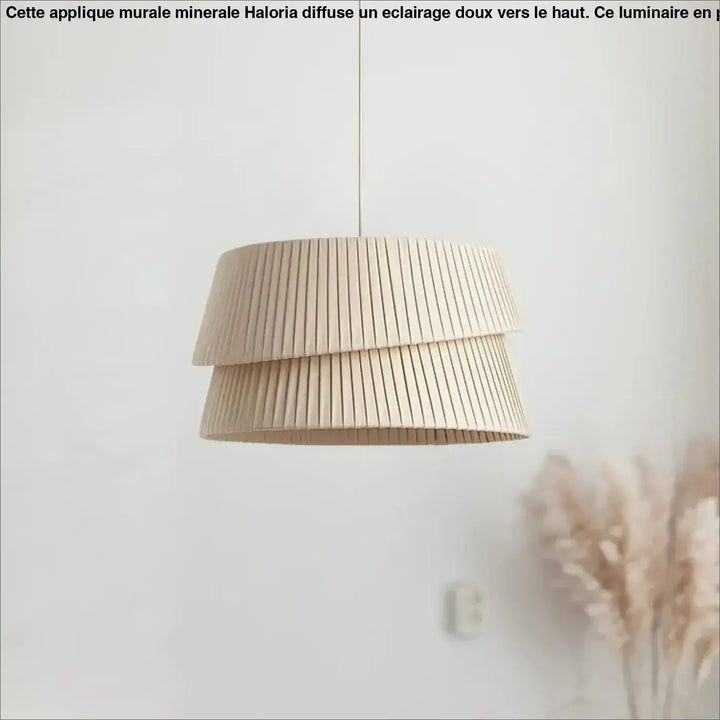 Suspension Beige Plissée Double Abat-Jour Tissu Moderne

