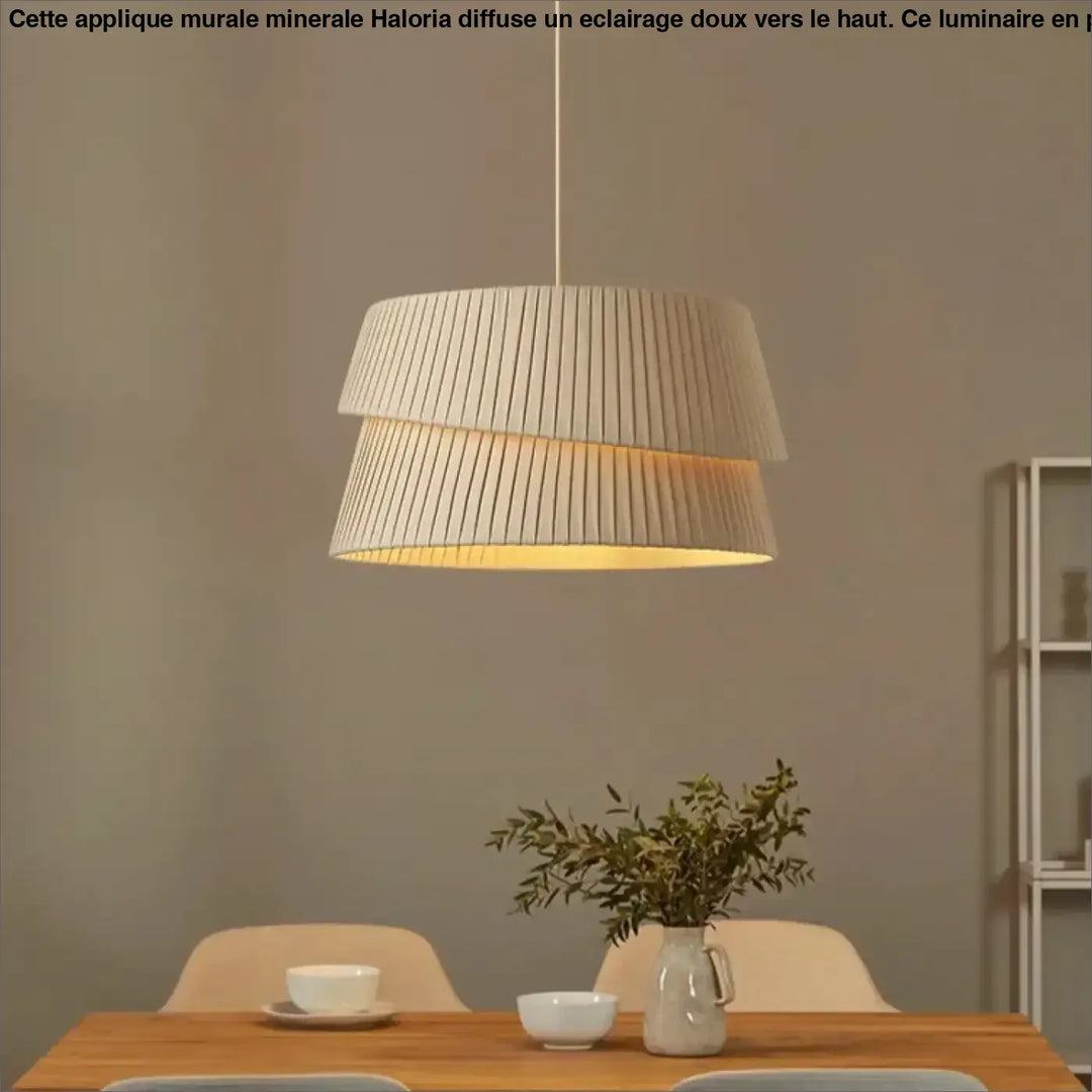 Suspension Beige Plissée Double Abat-Jour Tissu Moderne


