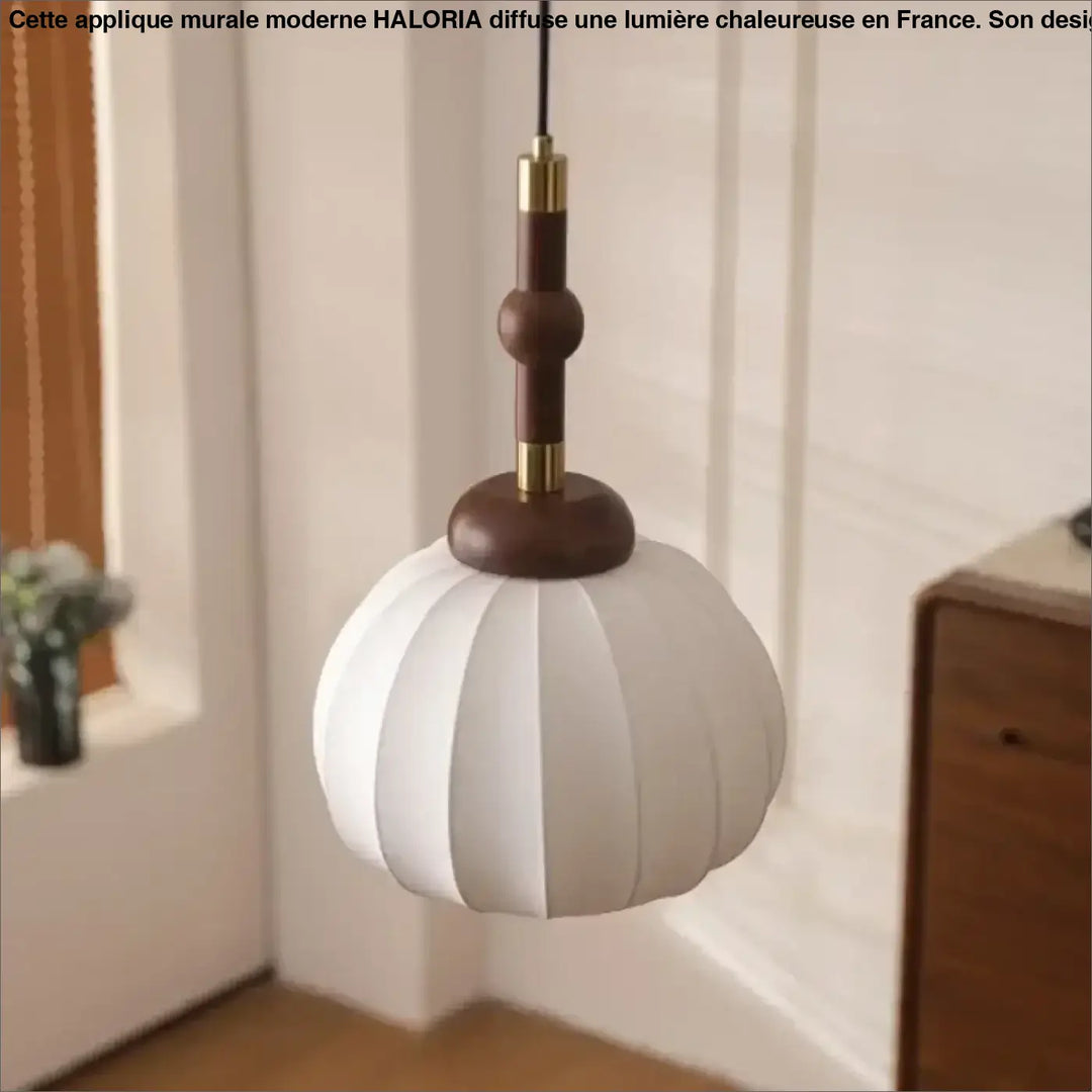 Suspension luminaire ronde en tissu avec motif marron chic