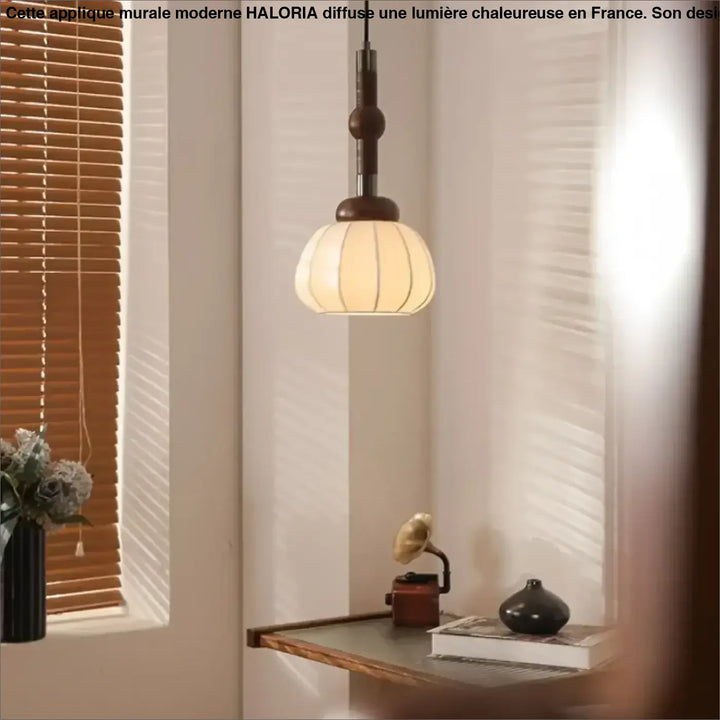 Suspension luminaire ronde en tissu avec motif marron chic