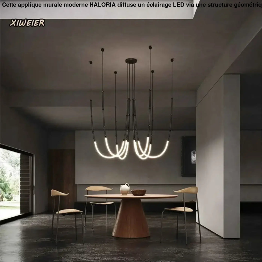 Suspension led moderne minimaliste à câbles lumineux noir