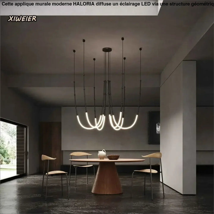 Suspension led moderne minimaliste à câbles lumineux noir