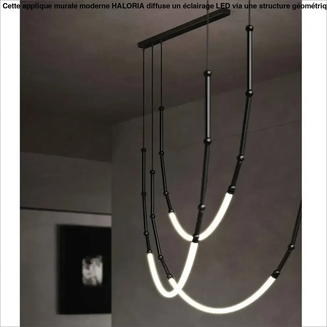 Suspension led moderne minimaliste à câbles lumineux noir