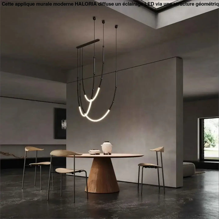 Suspension led moderne minimaliste à câbles lumineux noir