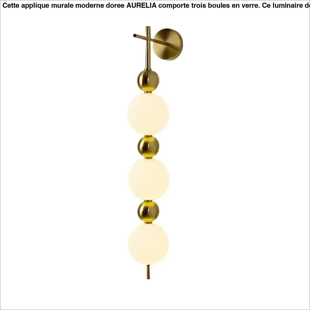 Applique murale moderne dorée pour chambre avec 3 boules

