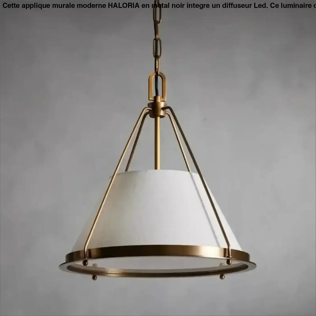 Suspension luminaire moderne en métal et abat-jour beige