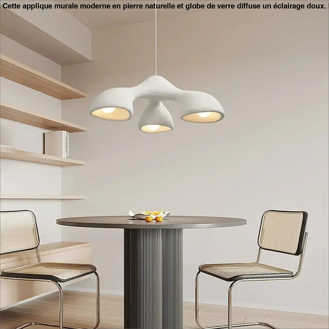 Suspension luminaire contemporain effet travertin style naturel
