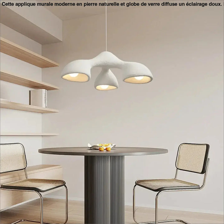Suspension luminaire contemporain effet travertin style naturel