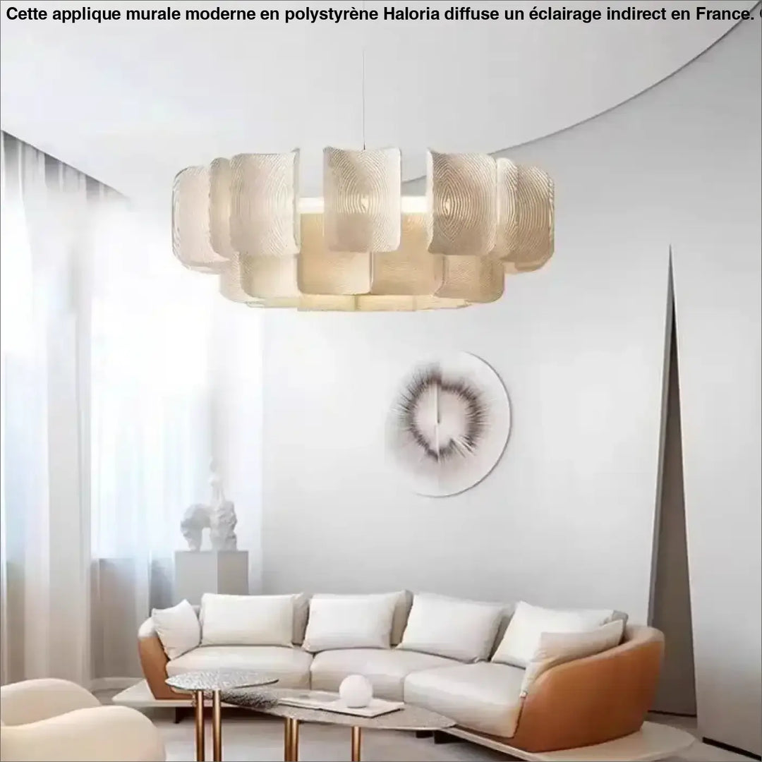 Plafonnier floral design pétales lumineuses blanc raffiné