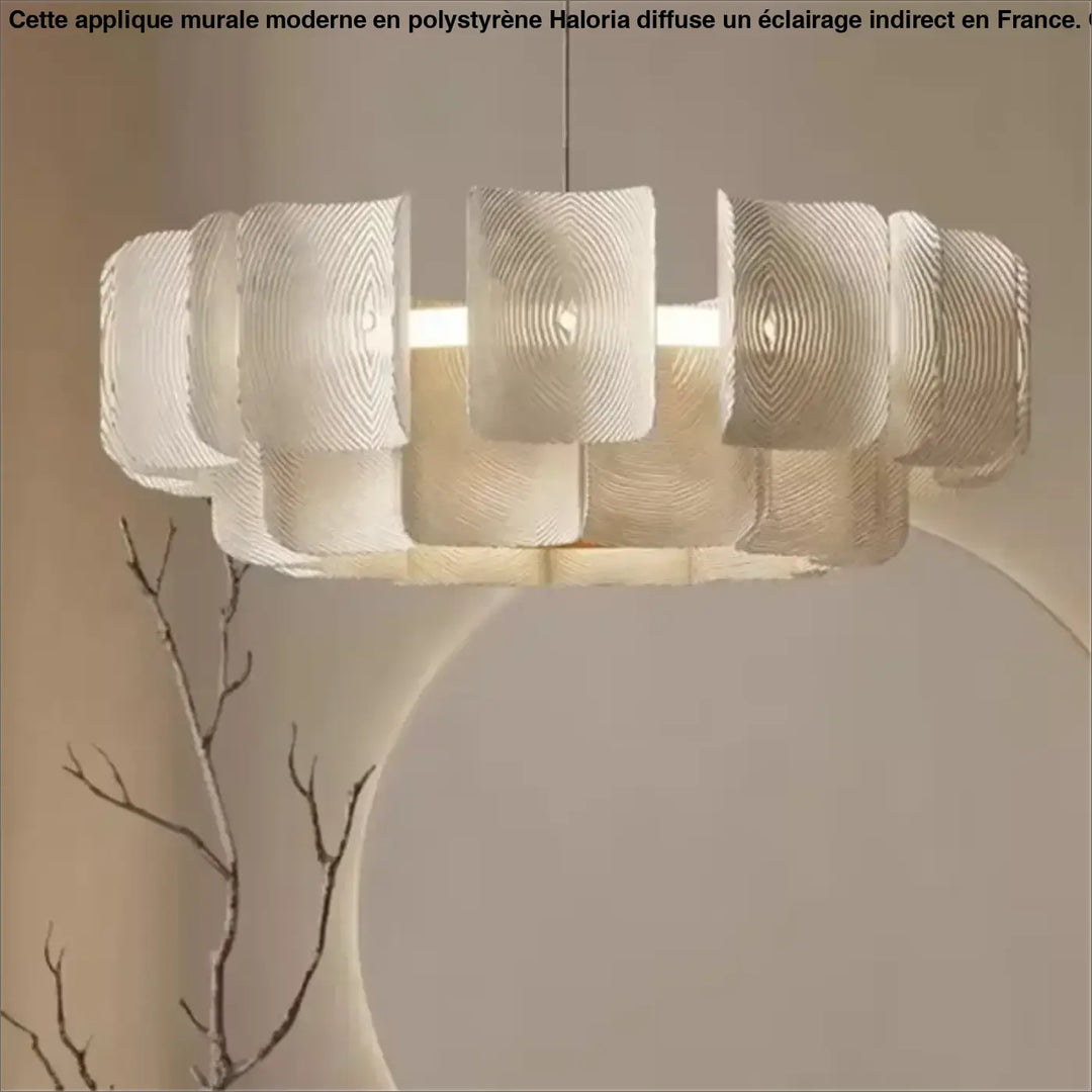Plafonnier floral design pétales lumineuses blanc raffiné