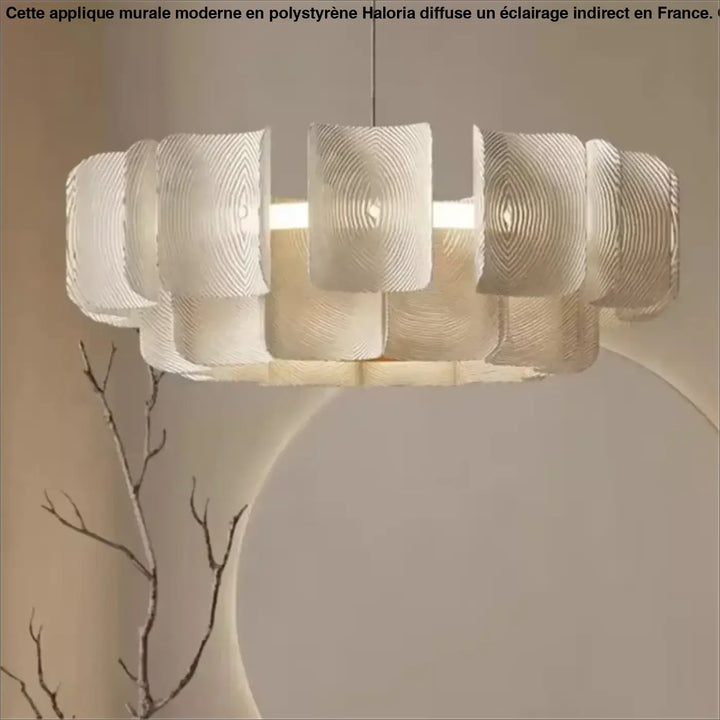 Plafonnier floral design pétales lumineuses blanc raffiné