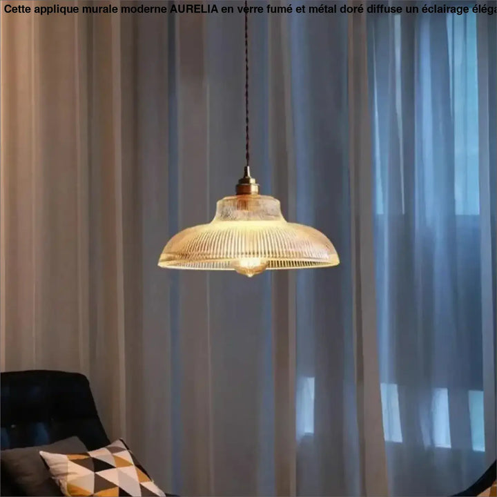 Suspension luminaire style art déco en verre vert ou ambre chic
