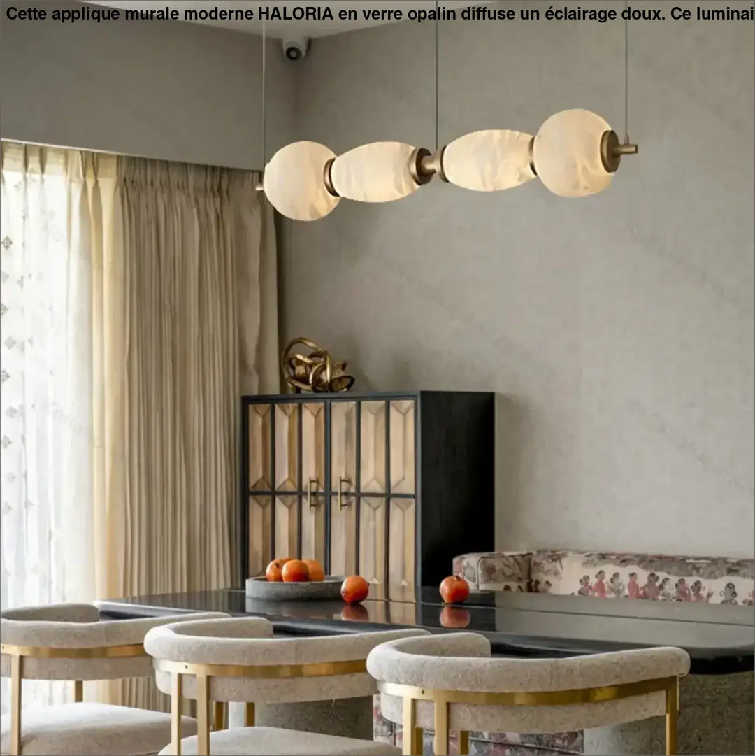 Suspension luminaire linéaire en verre opalin design moderne