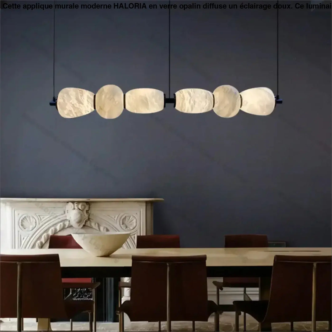 Suspension luminaire linéaire en verre opalin design moderne