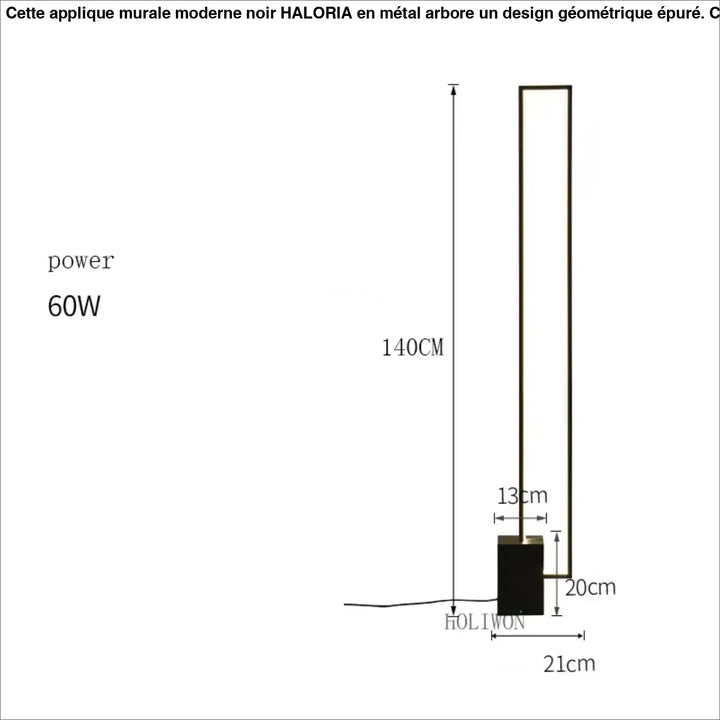 Lampadaire led design contemporain minimaliste noir moderne