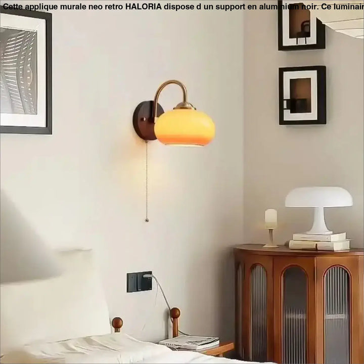 Applique murale néo rétro avec support en aluminium noir

