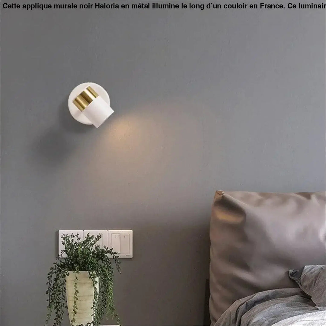 Applique murale noir haloria moderne blanche et or avec design cylindrique élégant pour éclairage mural contemporain