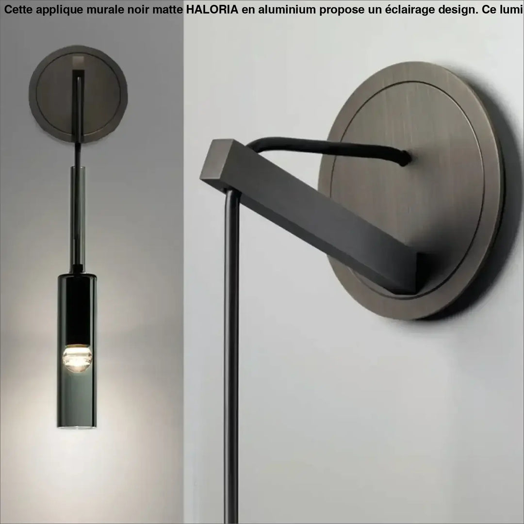 Applique Murale Noir Matte En Aluminium Design Élégant
