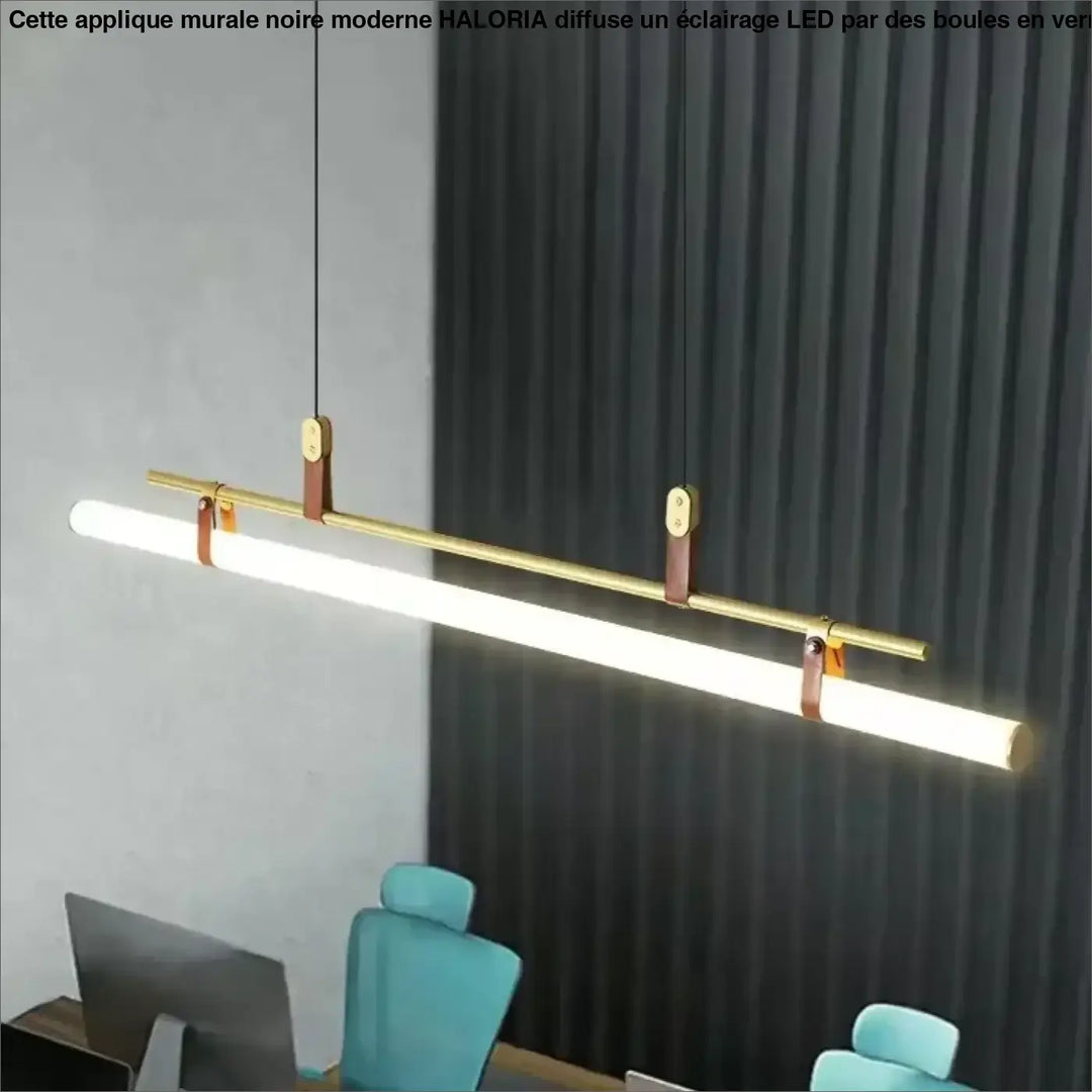 Modern LED Long Tube Chandelier Kitchen Table Dining Room Office Cafe Black Gold Leather Acrylic Pendant Light Indoor