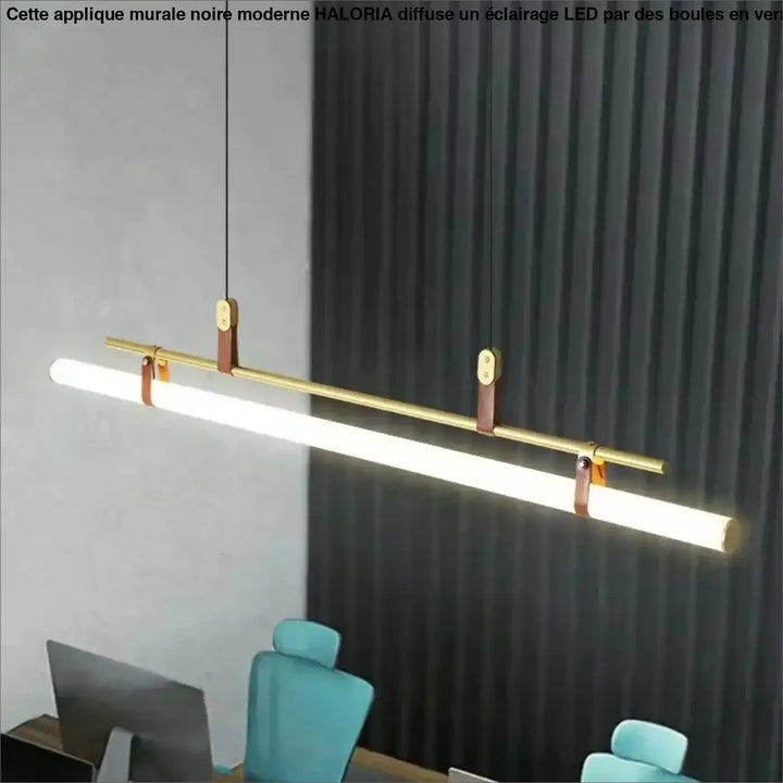 Modern LED Long Tube Chandelier Kitchen Table Dining Room Office Cafe Black Gold Leather Acrylic Pendant Light Indoor