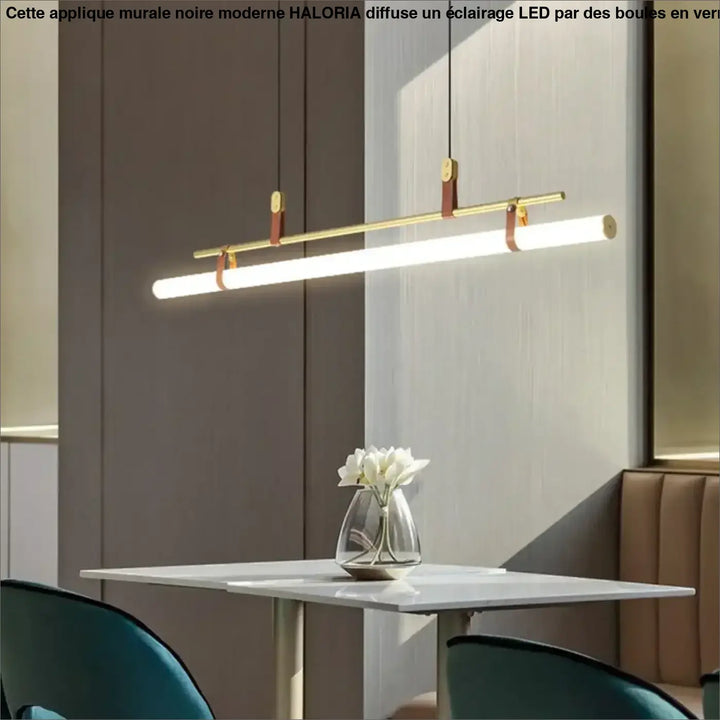 Modern LED Long Tube Chandelier Kitchen Table Dining Room Office Cafe Black Gold Leather Acrylic Pendant Light Indoor