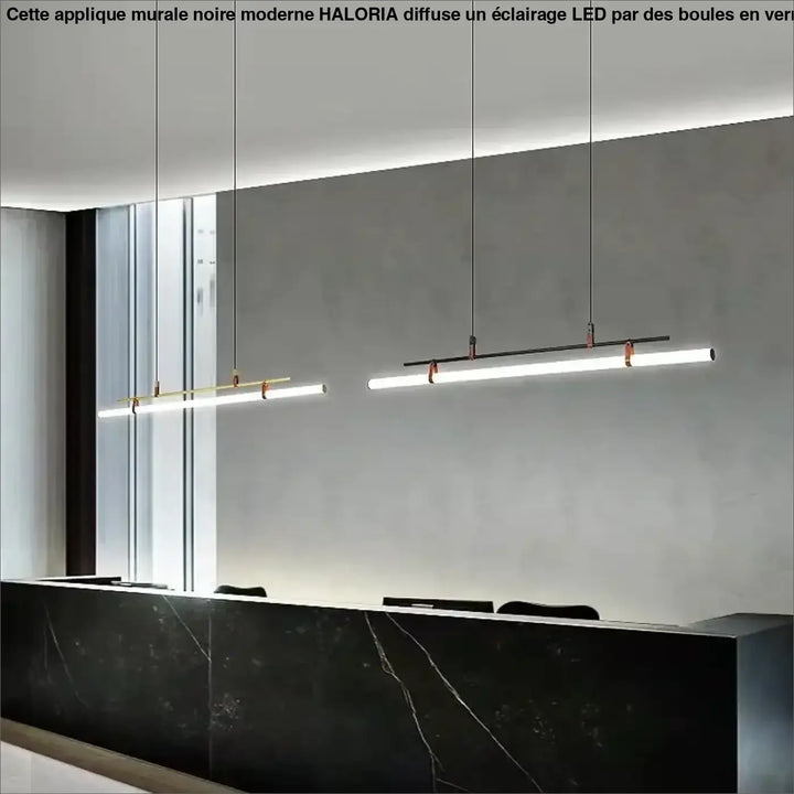 Modern LED Long Tube Chandelier Kitchen Table Dining Room Office Cafe Black Gold Leather Acrylic Pendant Light Indoor