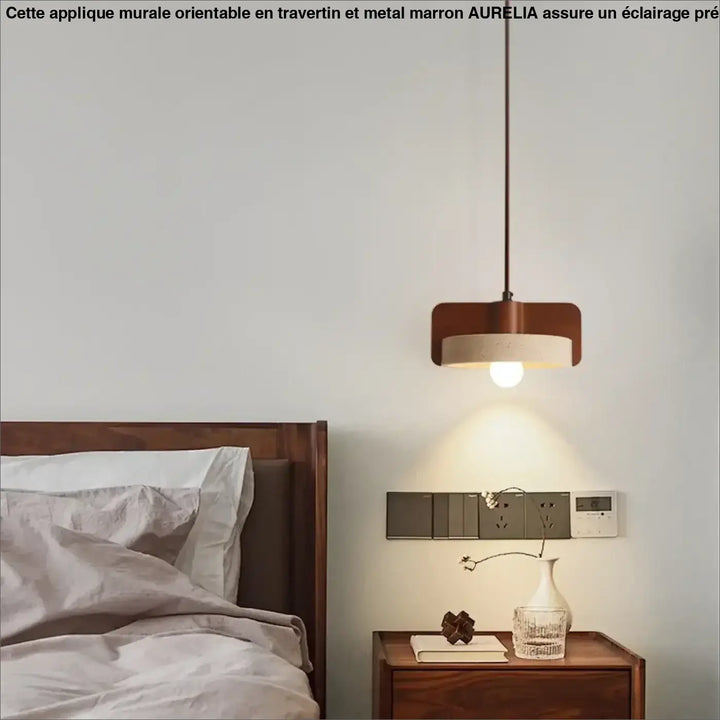 Suspension luminaire travertin design minimaliste naturel