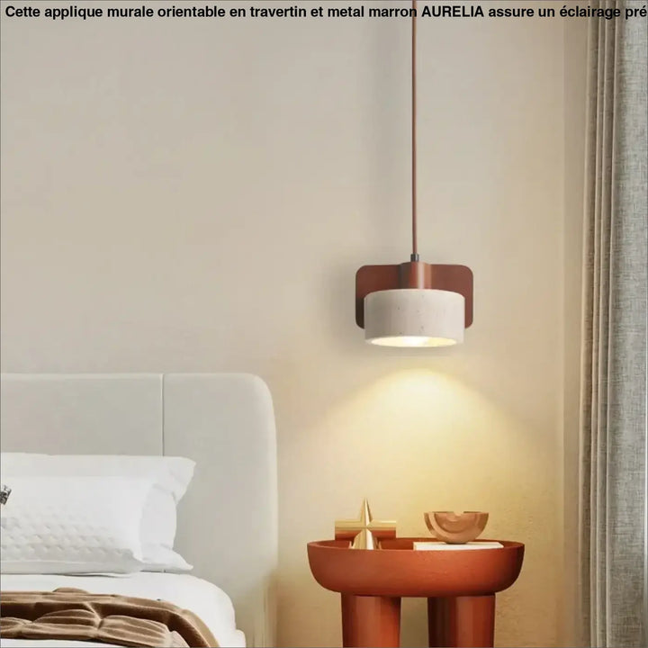 Suspension luminaire travertin design minimaliste naturel