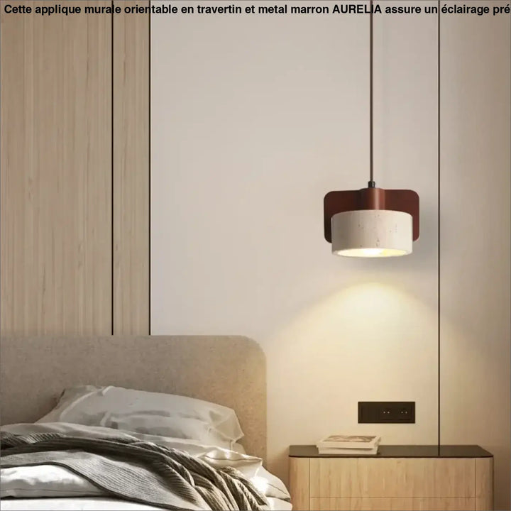 Suspension luminaire travertin design minimaliste naturel