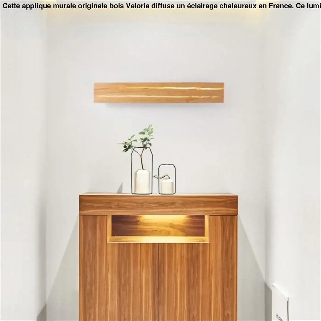 Applique murale originale bois veloria en bois chaud avec éclairage led intégré et design moderne élégant