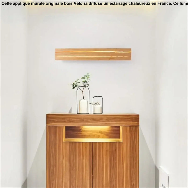 Applique murale originale bois veloria en bois chaud avec éclairage led intégré et design moderne élégant