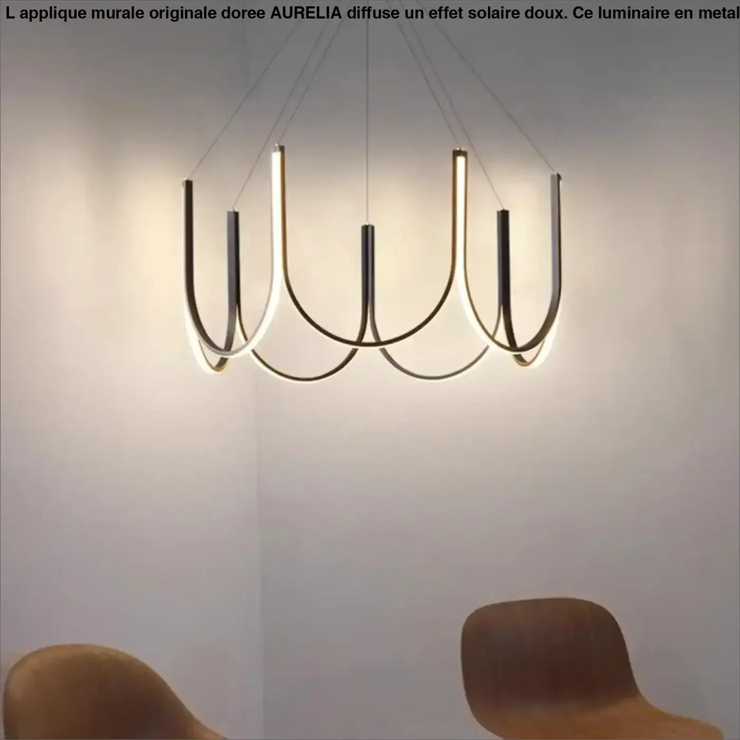 Suspension Moderne Noire Et Dorée En Forme D’Arche Lumineuse